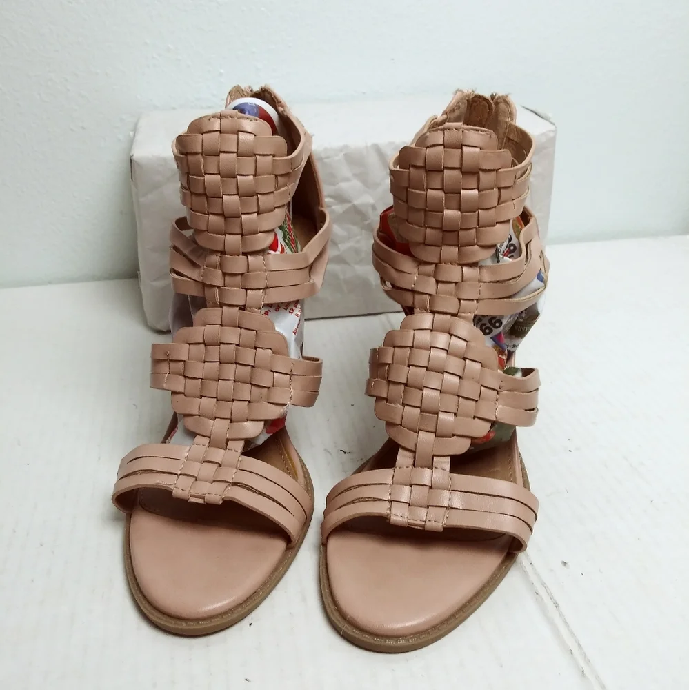 Report Rally Mauve Block Heel Sandals Shoes Women's Size 8.5 Casual Zip Ankle